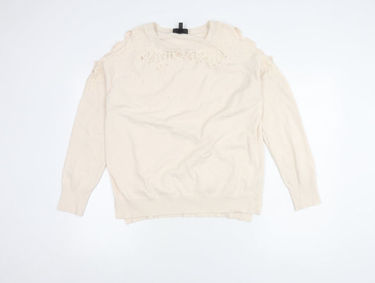 Womens UK Size 14 Topshop Beige Pullover Jumper