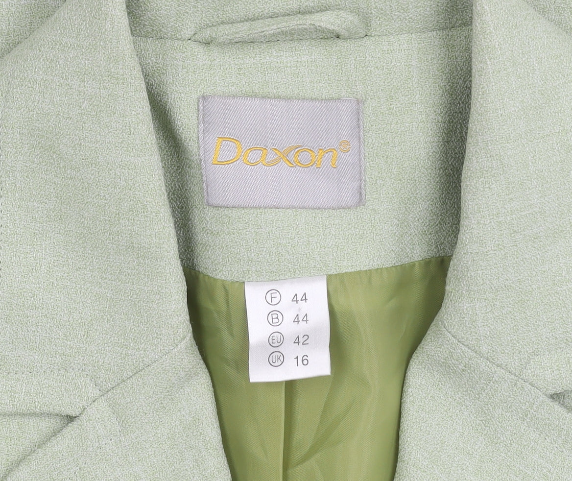 Daxon Women's Green Blazer Size 16 Long Notch Lapel