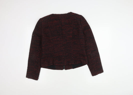 Marks and Spencer Women Black Red Bouclé Blazer Size 12