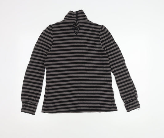 New Look Women's Black Striped High Neck T-Shirt Size 16