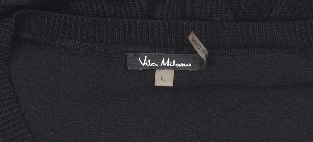 Vila Milano Women's Black Cardigan L V-Neck Casual