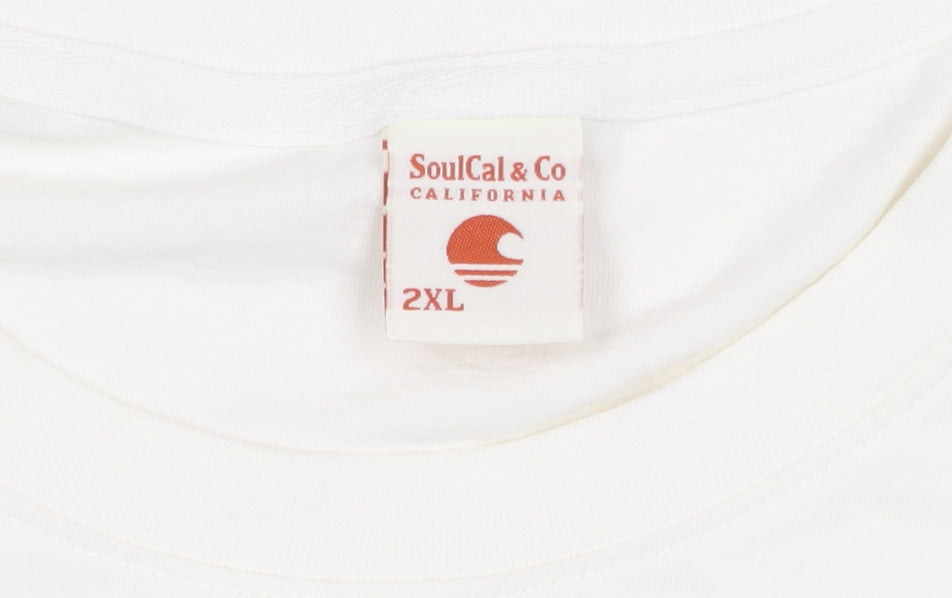 SoulCal & Co Men’s 2XL White Cotton Crew Neck T-Shirt