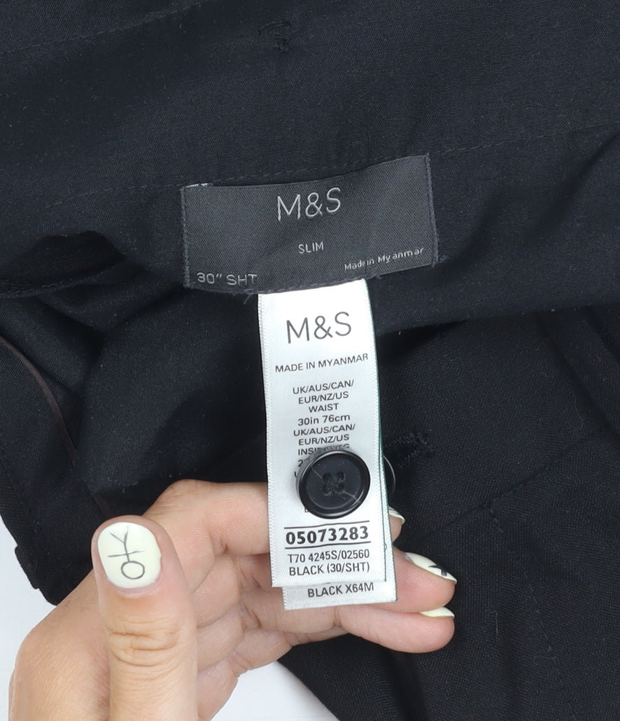 Marks and Spencer Men's Black Slim Trousers 30/SHT