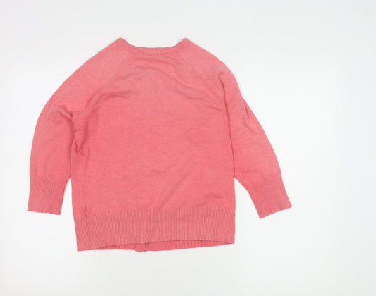 GAP Womens Pink Cardigan M Round Neck 3/4 Sleeve