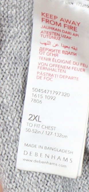 Mantaray Men's Grey V-Neck Cotton Pullover 2XL