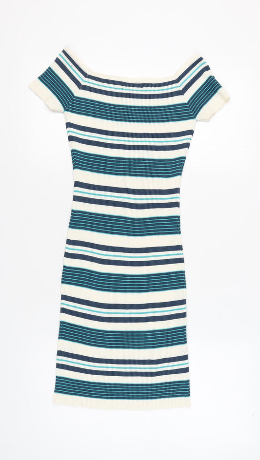 LU NYC Women's Multicoloured Striped Bodycon Dress L