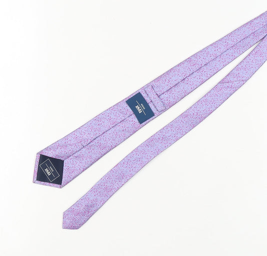 Moss 1851 Men's Purple Silk Slim Tie, Floral Pattern - One Size
