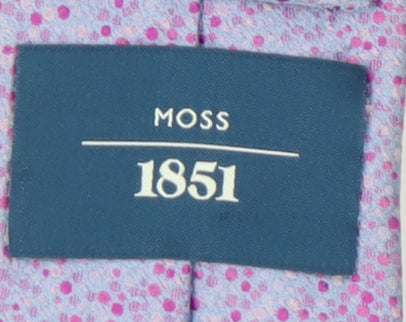 Moss 1851 Men's Purple Silk Slim Tie, Floral Pattern - One Size