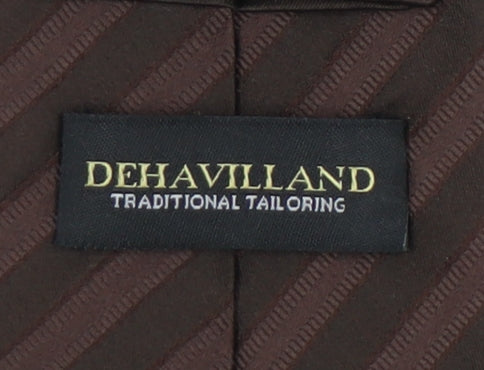 Mens Dehavilland Brown Striped 100% Silk Tie