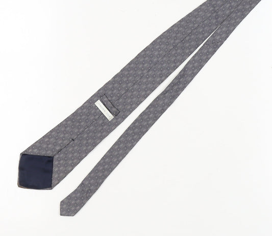 Marks and Spencer Men's Grey Silk Tie Geometric Pattern