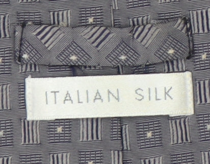Marks and Spencer Men's Grey Silk Tie Geometric Pattern