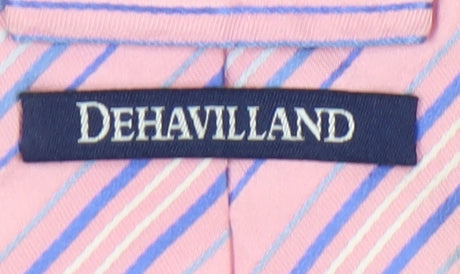 Mens Dehavilland Pink Striped 100% Tie