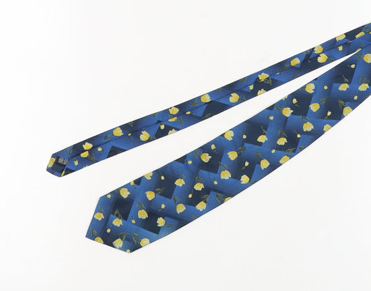 Mens Austin Reed Blue Floral 100% Silk Tie