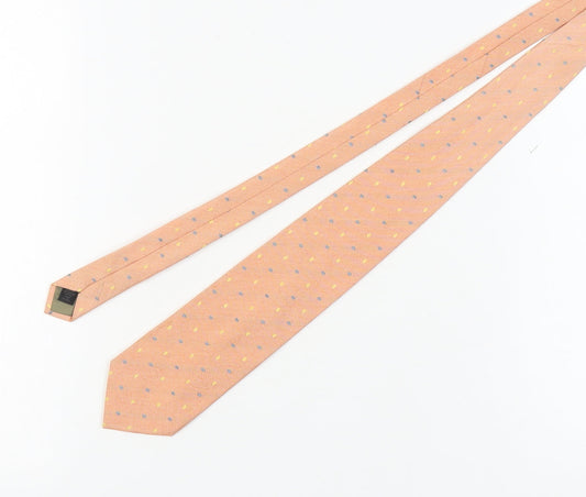 Mens Austin Reed Orange Polka Dot 55% Silk 45% Cotton Tie