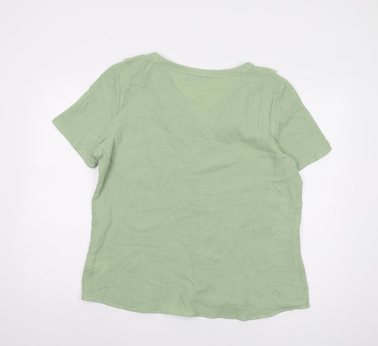 Damart Women’s Green Button-Up Ruffle Top Size 18