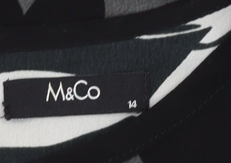 M&Co Women's Black Floral Sleeveless Tunic, Size 14