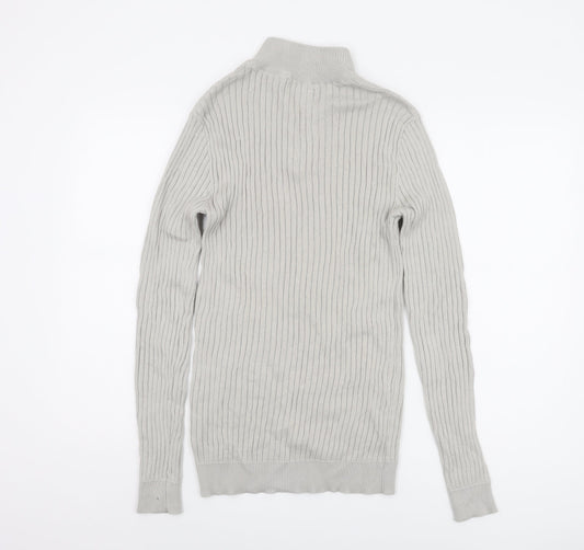 Brave Soul Men's Grey High Neck Jumper, Size S