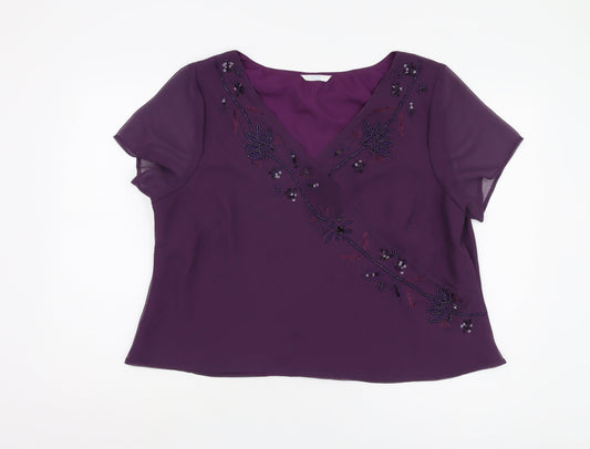 Womens UK Size 20 Berkertex Purple Basic Blouse
