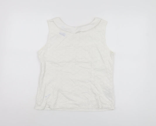 Boden Women’s White Collared Sleeveless Blouse Size 12