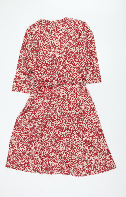 Eastex Women's Red Floral V-Neck Dress Size 16