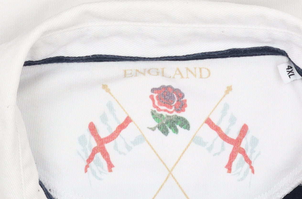 England Men's Blue Striped Polo, 4XL, Short Sleeve