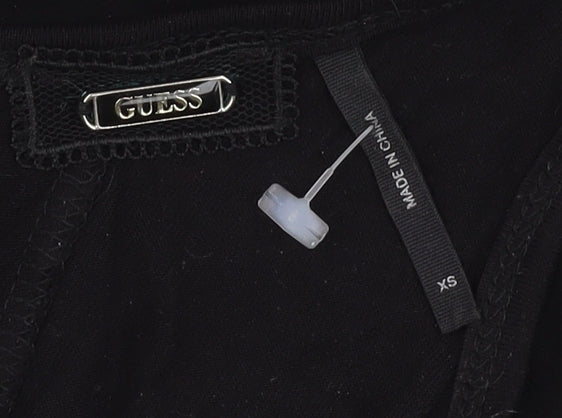Womens UK Size XS GUESS Black Basic Blouse