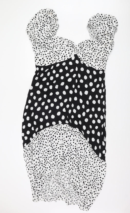 Myleene Klass Women's Black Polka Dot Puff Sleeve Dress
