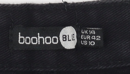 boohoo Women's Black Cut-Off Denim Shorts UK 14