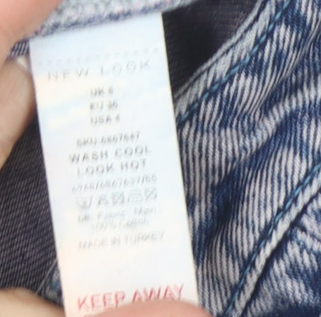 New Look Women's Blue Denim High-Rise Cut-Off Shorts