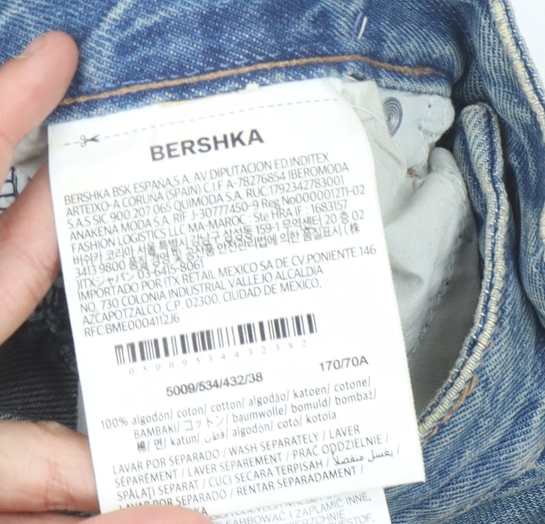 Bershka Men's Blue Denim Straight Leg Jeans Size 38