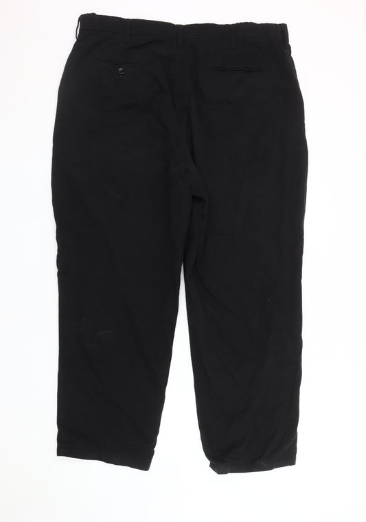 Pegasus Men's Black Cotton Trousers, Size 40, Excellent Condition