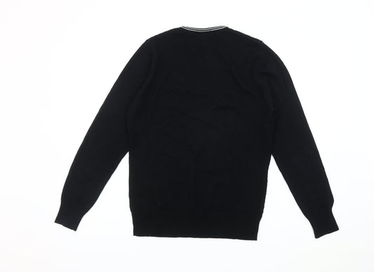 Green Lamb Women's Black Cable-Knit V-Neck Jumper, Size 12