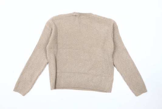 Marks and Spencer Men's Beige Crew Neck Pullover Jumper M