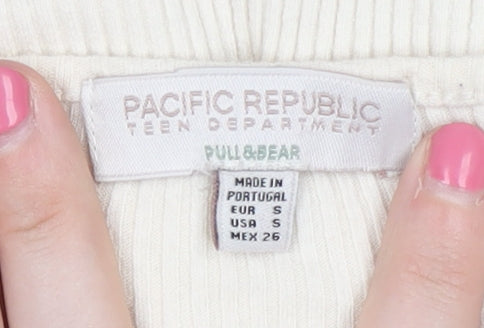 Teens UK Size S Pull & Bear Ivory Cropped Blouse