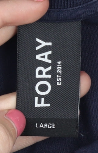 FORAY Men's Blue Colourblock Polo Shirt L