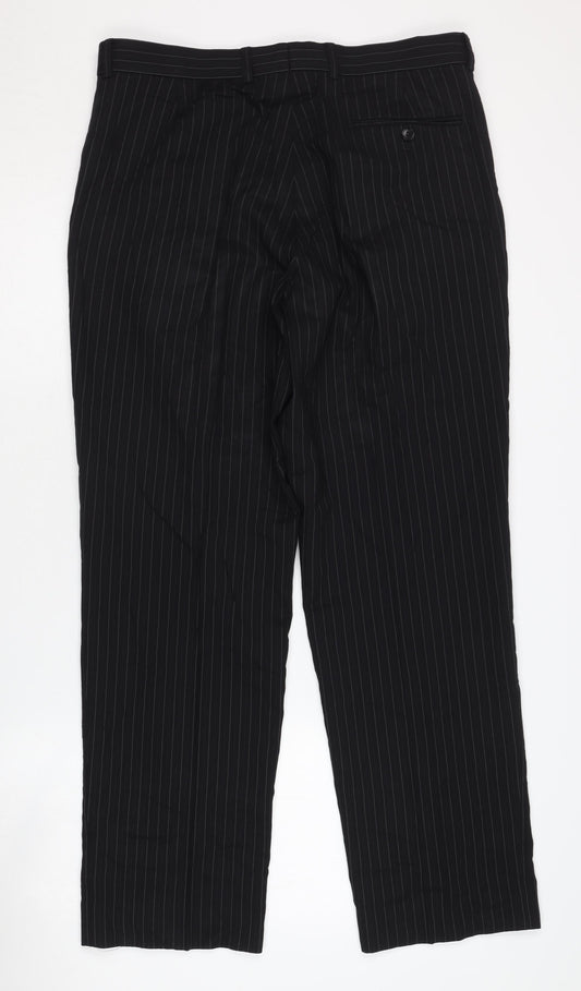 Marks and Spencer Men's Black Pinstripe Trousers 34 Waist