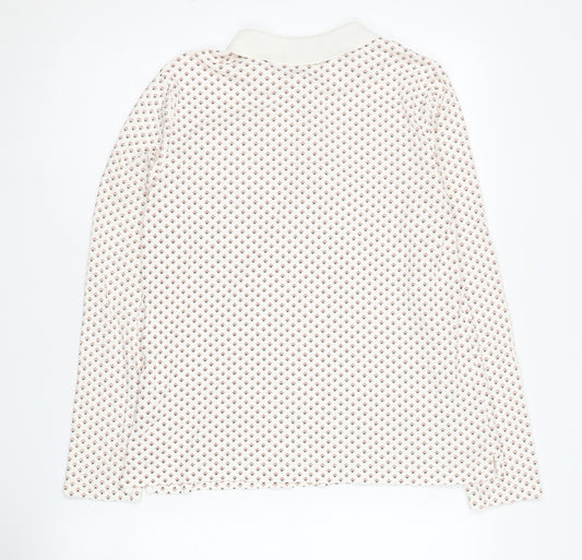 Lands' End Women's White Geometric Blouse, Size S