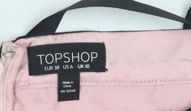 Womens UK Size 10 Topshop Pink Cropped Blouse