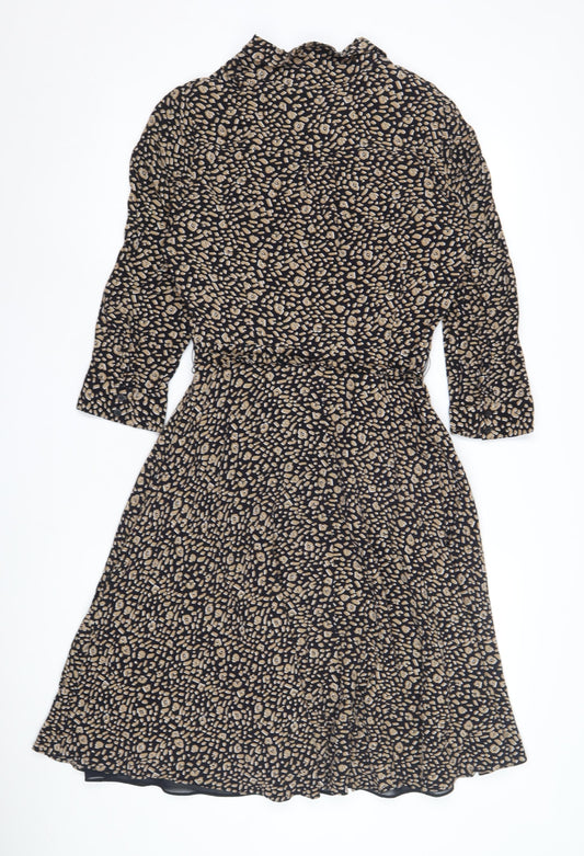 Hobbs Women's Black Beige Shirt Dress Size 8 - Belted Casual