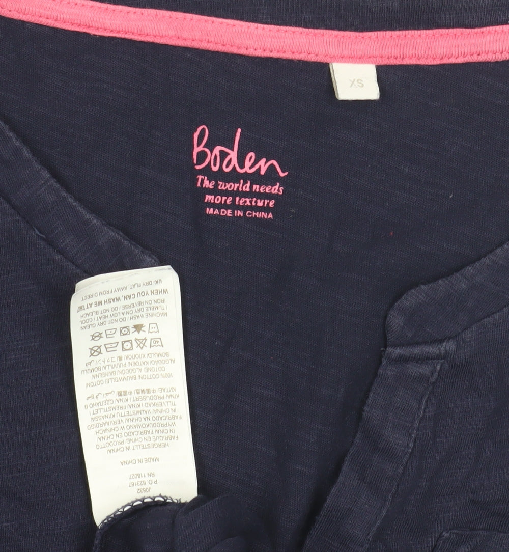 Boden Women's Blue XS Henley T-Shirt Casual