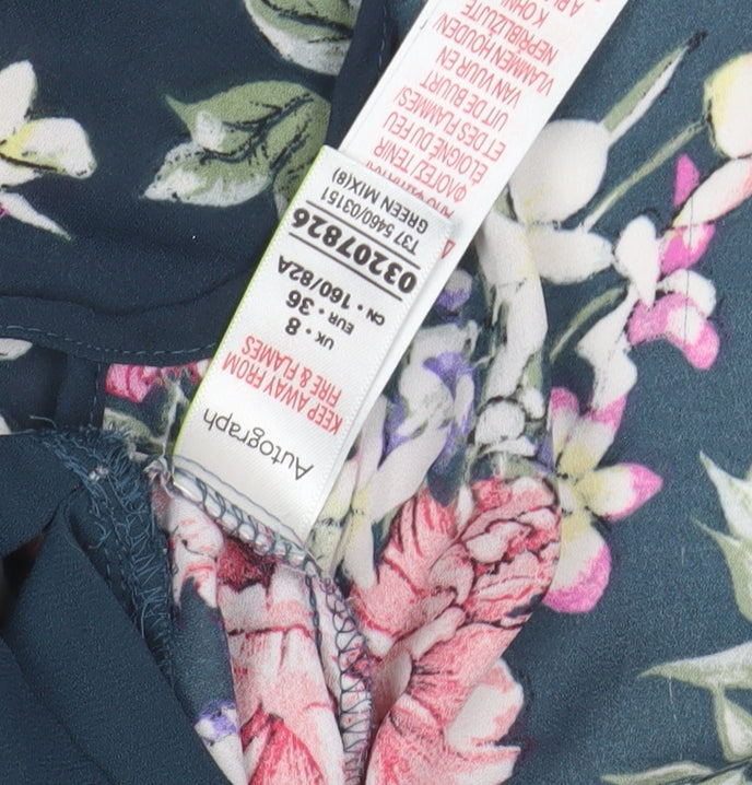 Close-up detail of Autograph Women's Multicoloured Wrap Blouse UK 8