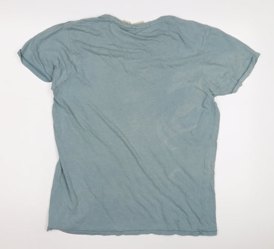Scotch & Soda Men's Blue Cotton T-Shirt, Size L