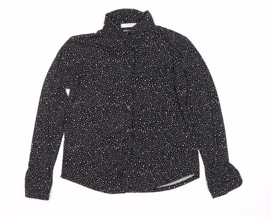 Womens UK Size 12 Mango Black Basic Button-Up