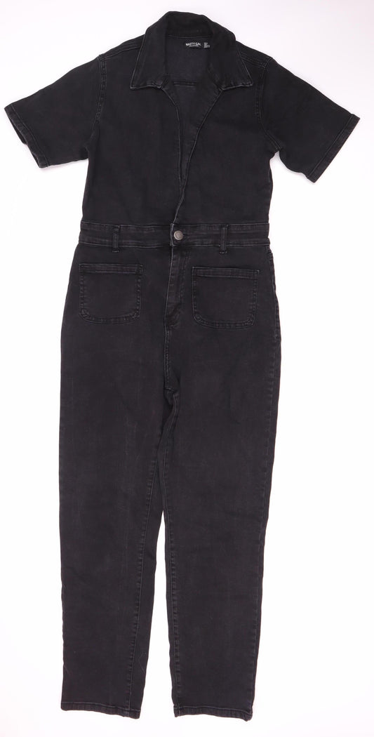 Womens UK Size 12 Nasty Gal One-Piece Black Jumpsuit