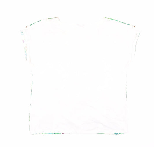 M&Co Women's Ivory Floral Cap Sleeve T-Shirt Size 12