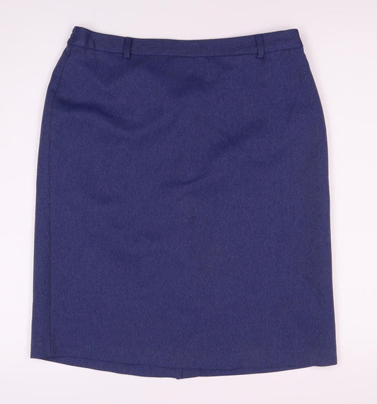 Additional front view of Honor Millburn Women's Blue Knee Length Skirt, size 14