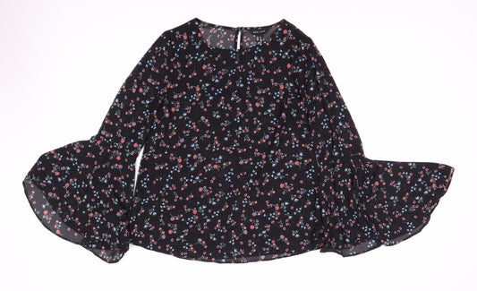 Womens UK Size 2 New Look Black Tunic Blouse