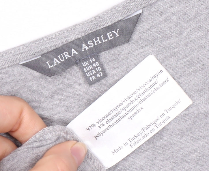 Womens UK Size 14 Laura Ashley Grey Basic T-Shirt