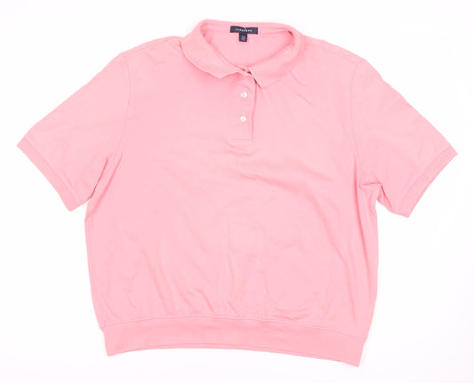 Womens UK Size XL Lands' End Pink Basic Polo