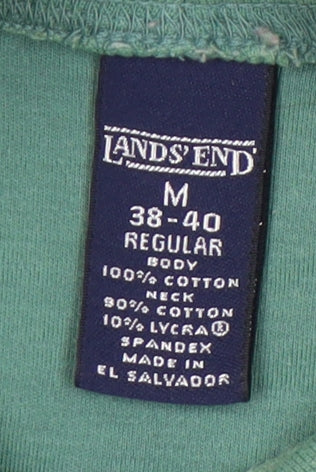 Lands' End Men's Green Mock Neck Long Sleeve T-Shirt M